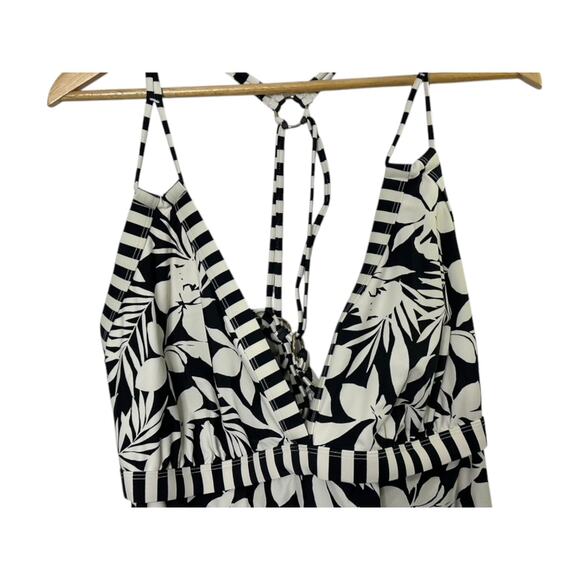 Swimsuits For All Black & White Floral Loop Strap Tankini Top Size 24 New - Picture 2 of 7